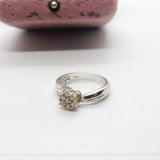 18ct White Gold & Diamond Set Daisy Floral Cluster Ring Vintage c1980