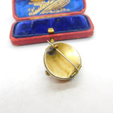 Austrian Early Sterling Silver, Turquoise & Garnet Button Brooch c1840 Antique