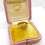 9ct Yellow Gold Cross Pattern Essential Band Ring 1965 London Vintage