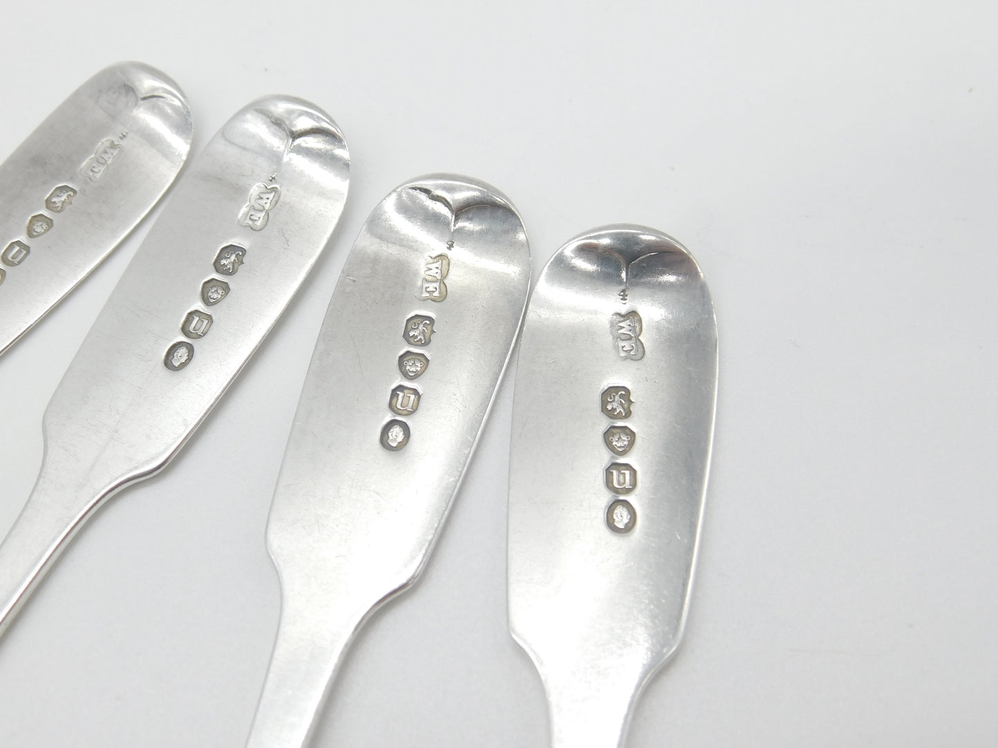 Georgian Set of Four Sterling Silver H Initial Table Spoons Antique 1835 London