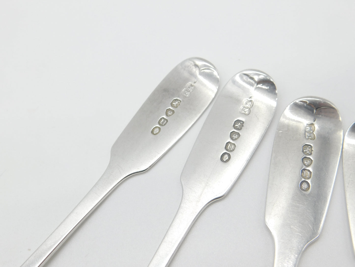 Georgian Set of Four Sterling Silver H Initial Table Spoons Antique 1835 London