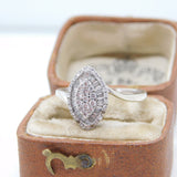 18ct Yellow Gold Marquise Shape Baguette Cut Diamond Band Ring c1990 Vintage