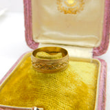 9ct Yellow Gold Cross Pattern Essential Band Ring 1965 London Vintage