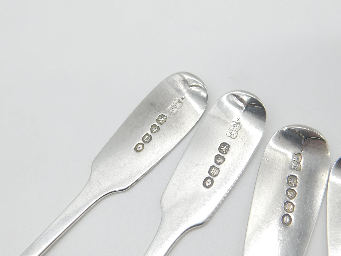 Georgian Set of Four Sterling Silver H Initial Table Spoons Antique 1835 London