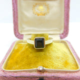 9ct Yellow Gold & Faceted Green Tourmaline Band Ring c1990 Birmingham Vintage