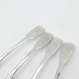 Georgian Set of Four 'U' Initial Fiddle Thread Tea Spoons Antique 1817 London