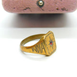 Rolled Gold 'India 1944' WWII Campaign Signet Ring Rising Star Antique Militaria