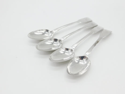 Georgian Set of Four 'U' Initial Fiddle Thread Tea Spoons Antique 1817 London