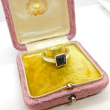 9ct Yellow Gold & Faceted Green Tourmaline Band Ring c1990 Birmingham Vintage