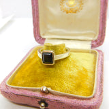 9ct Yellow Gold & Faceted Green Tourmaline Band Ring c1990 Birmingham Vintage