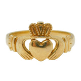 Irish 9ct Yellow Gold Large Claddagh Wedding Ring Vintage c1990 Dublin Size Z UK