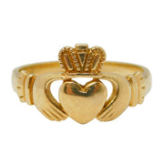 Irish 9ct Yellow Gold Large Claddagh Wedding Ring Vintage c1990 Dublin Size Z UK