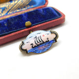 Aksel Holmsen Norwegian Sterling Silver Enamel Viking Ship Brooch Mid-Century