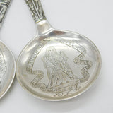 Victorian Danish .830 Silver Religious Detail Anointing Spoons Antique 1887