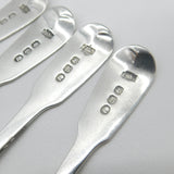 Georgian Set of Four 'U' Initial Fiddle Thread Tea Spoons Antique 1817 London