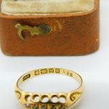 Edwardian 18ct Yellow Gold Five Stone Diamond Boat Ring 1903 Birmingham Antique