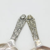 Victorian Danish .830 Silver Religious Detail Anointing Spoons Antique 1887