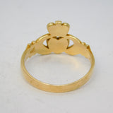 Irish 9ct Yellow Gold Large Claddagh Wedding Ring Vintage c1990 Dublin Size Z UK