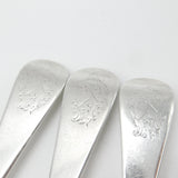 George II Set of Three Sterling Silver Heraldic Crest Serving Spoons 1754 London