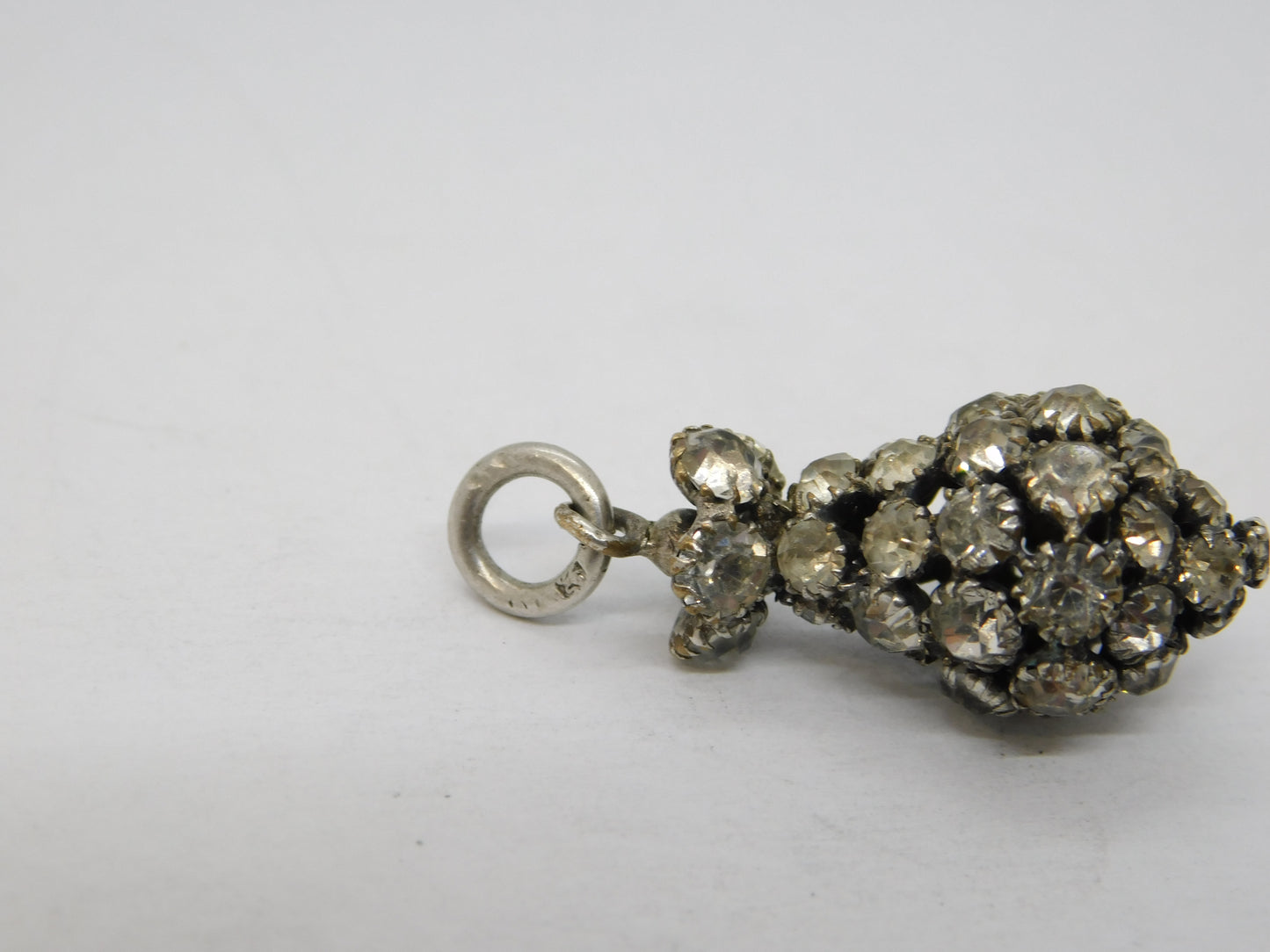 Victorian Sterling Silver Paste Set Pineapple Fruit Drop Pendant Antique c1860