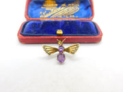 Norwegian .830 Silver Gilt Amethyst & Ruby Set Insect Bug Clip Brooch Antique