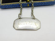 Edwardian Sterling Silver Claret Decanter Label Antique 1904 Birmingham