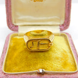 Egyptian 21ct Yellow Gold Hieroglyphic Pattern Signet Ring Antique c1920