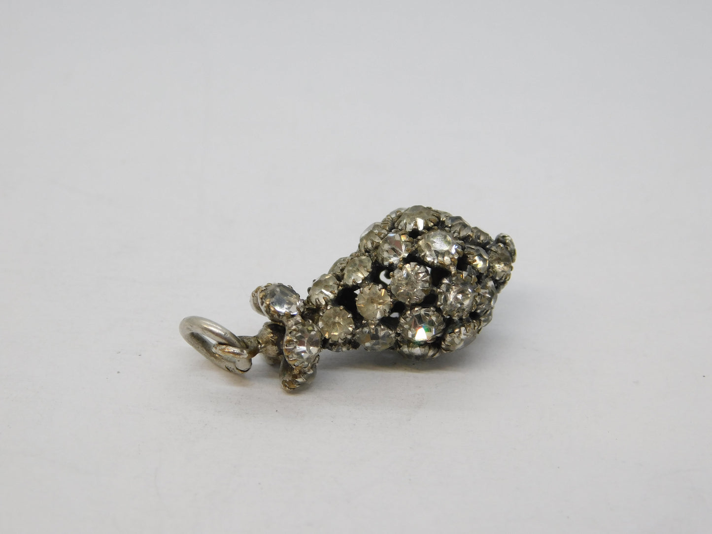 Victorian Sterling Silver Paste Set Pineapple Fruit Drop Pendant Antique c1860