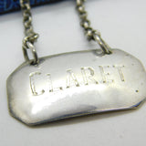 Edwardian Sterling Silver Claret Decanter Label Antique 1904 Birmingham