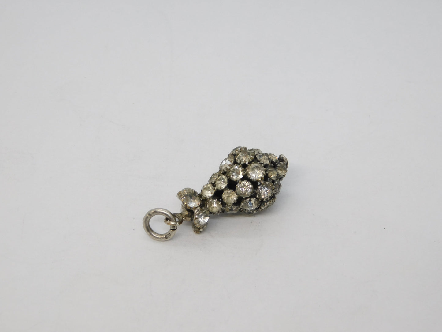 Victorian Sterling Silver Paste Set Pineapple Fruit Drop Pendant Antique c1860