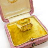 Egyptian 21ct Yellow Gold Hieroglyphic Pattern Signet Ring Antique c1920
