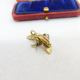Norwegian .830 Silver Gilt Amethyst & Ruby Set Insect Bug Clip Brooch Antique