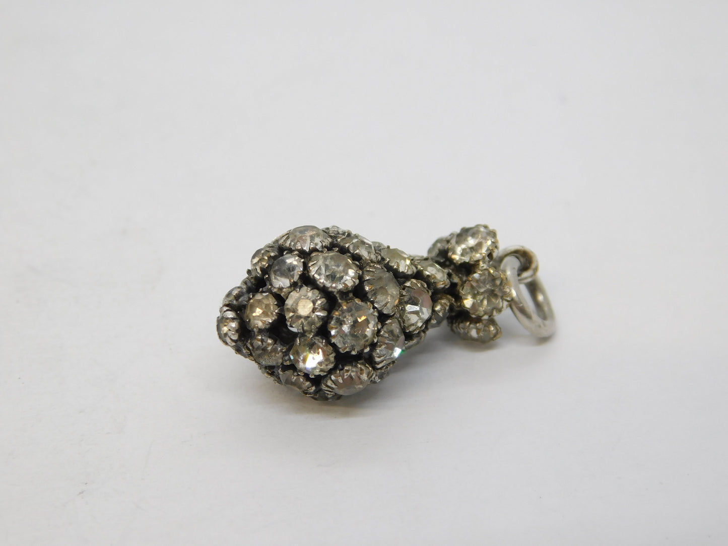 Victorian Sterling Silver Paste Set Pineapple Fruit Drop Pendant Antique c1860