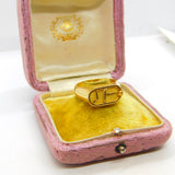 Egyptian 21ct Yellow Gold Hieroglyphic Pattern Signet Ring Antique c1920