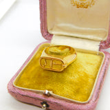 Egyptian 21ct Yellow Gold Hieroglyphic Pattern Signet Ring Antique c1920