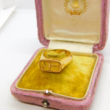Egyptian 21ct Yellow Gold Hieroglyphic Pattern Signet Ring Antique c1920