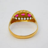 Edwardian 18ct Yellow Gold, Ruby & Diamond Boat Ring Antique 1909 Chester