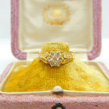 18ct Yellow Gold & 0.5ct Diamond Daisy Cluster Ring Vintage c1980 Handmade