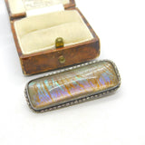 Sterling Silver Mounted Morpho Butterfly Wing Set Brooch Pin Antique c1920