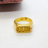 Egyptian 21ct Yellow Gold Hieroglyphic Pattern Signet Ring Antique c1920