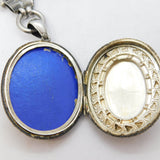 Victorian Sterling Silver Floral Pattern Mourning Locket Collar Antique c1860