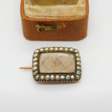 Regency Georgian 9ct Gold, Seed Pearl & Woven Hair Mourning Brooch c1830 Antique