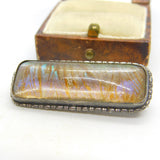 Sterling Silver Mounted Morpho Butterfly Wing Set Brooch Pin Antique c1920