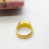Egyptian 21ct Yellow Gold Hieroglyphic Pattern Signet Ring Antique c1920