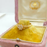 18ct Yellow Gold & 0.5ct Diamond Daisy Cluster Ring Vintage c1980 Handmade