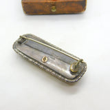 Sterling Silver Mounted Morpho Butterfly Wing Set Brooch Pin Antique c1920