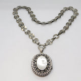 Victorian Sterling Silver Floral Pattern Mourning Locket Collar Antique c1860