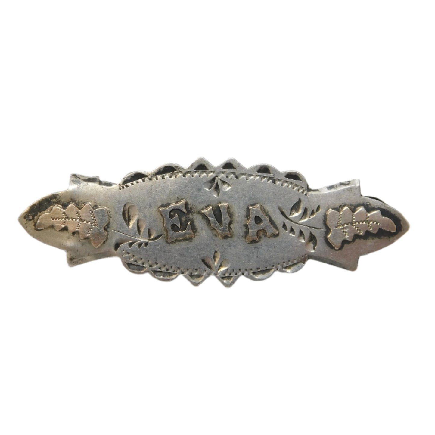Victorian Sterling Silver 'Eva' Name Brooch Antique 1900 Birmingham