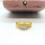 18ct Yellow Gold & 0.5ct Diamond Daisy Cluster Ring Vintage c1980 Handmade