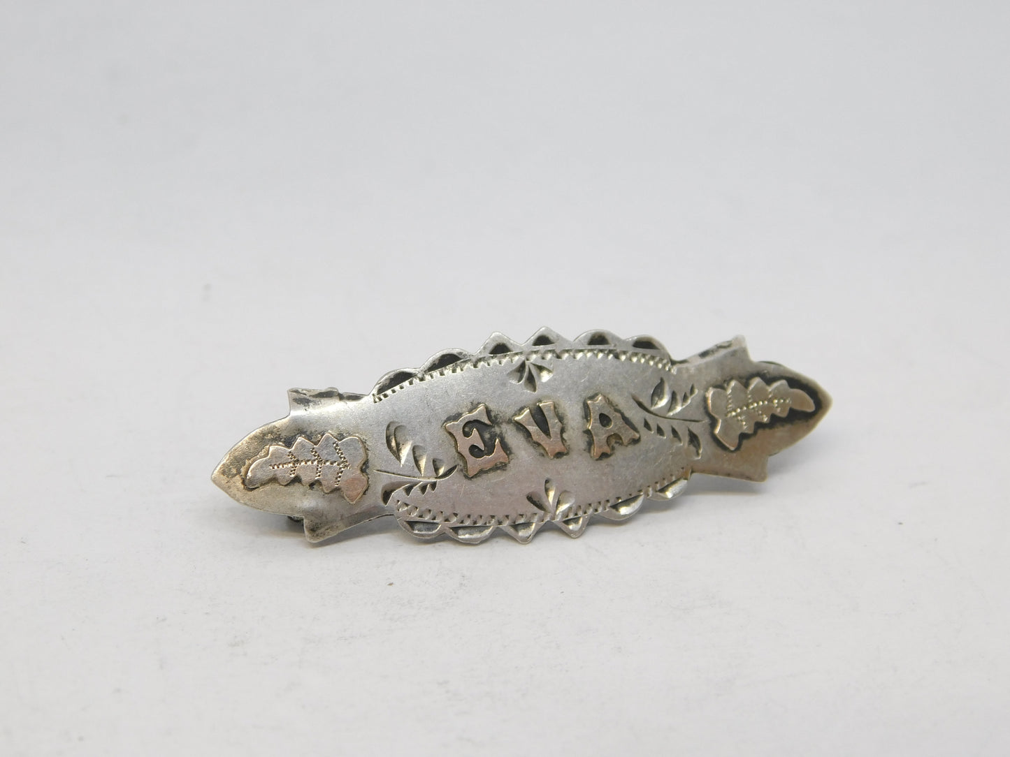 Victorian Sterling Silver 'Eva' Name Brooch Antique 1900 Birmingham